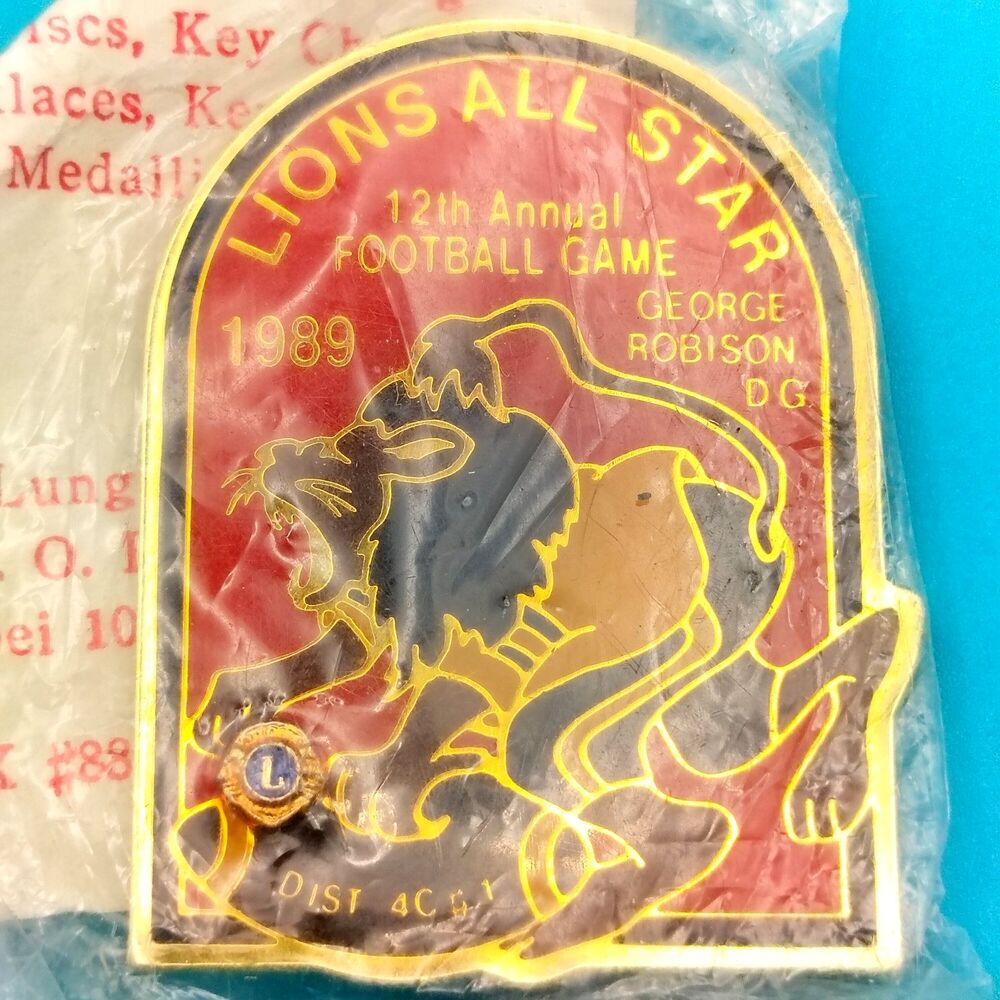 All Star Football Game 1989 Lions Club Vintage Pin in Original Plastic